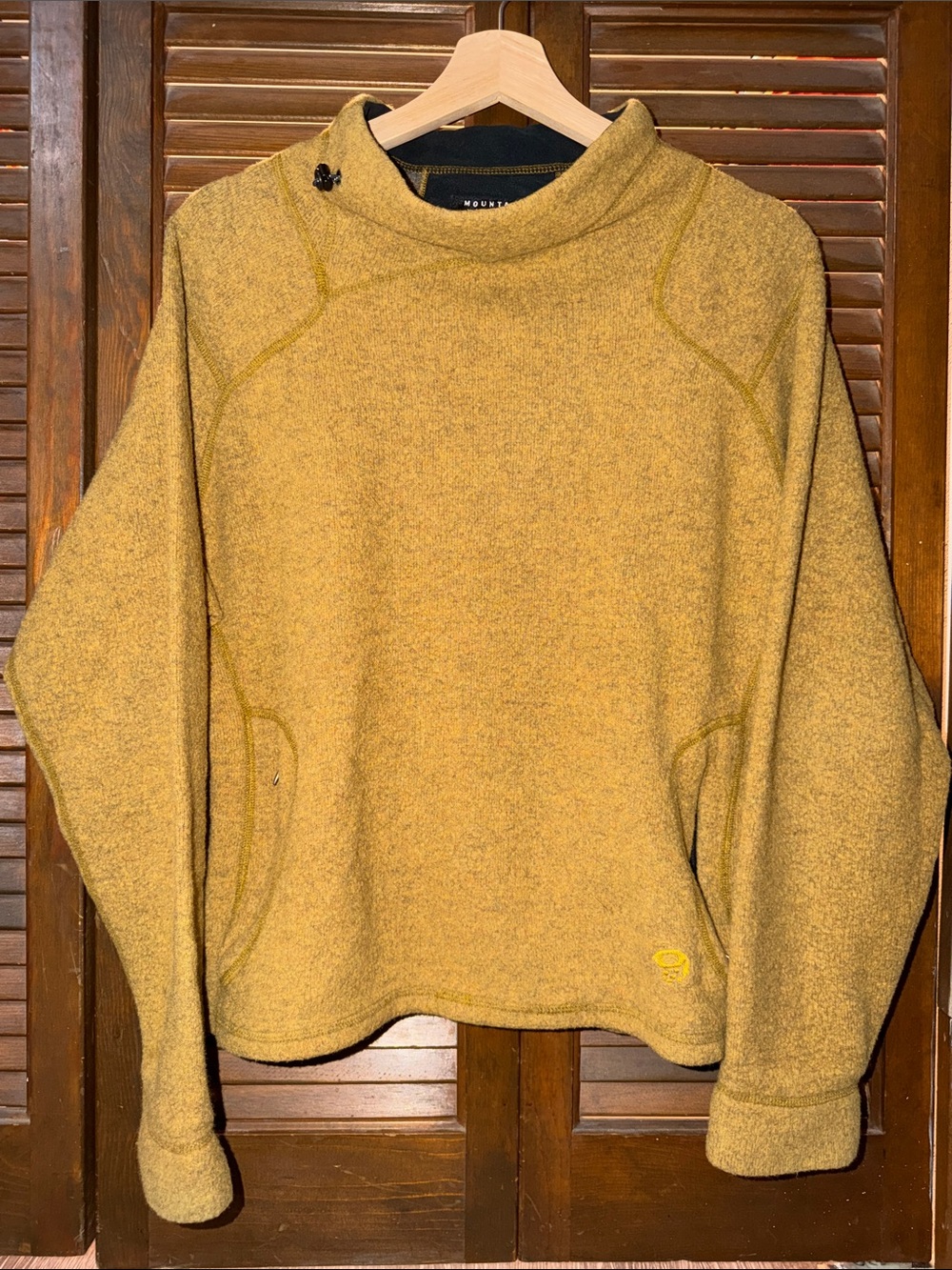 Mountain Hardwear Women's Mustard Heather Cowl Neck Fleece Sweater